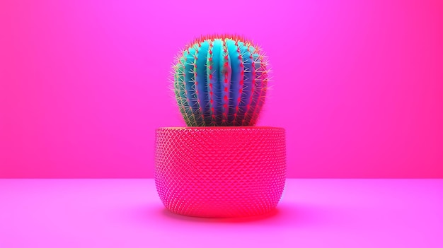 Een cactusplant op een roze vaas gemaakt met Generative AI-technologie