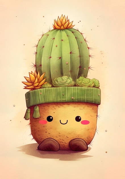 Foto een cactusplanter met een pot erop