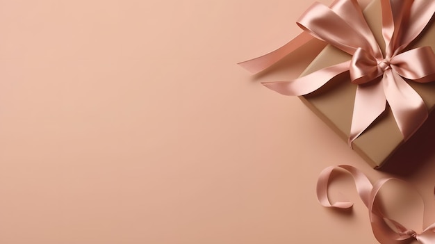 Een cadeau met een roze lintje op een roze achtergrond
