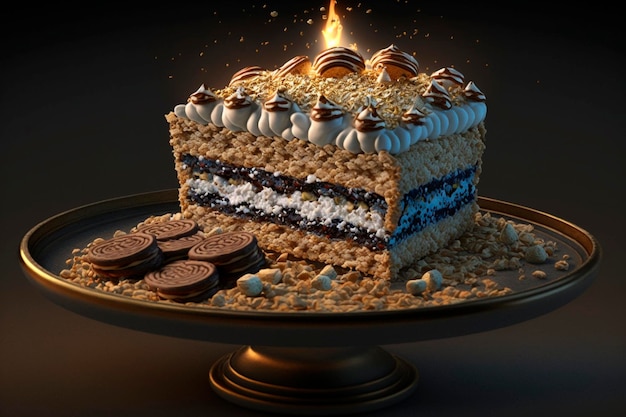 Een cake met chocolade en oreo vulling