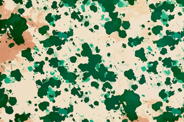 Een camouflagepatroon op basis van beige met groene vlekken met bruine omtrek