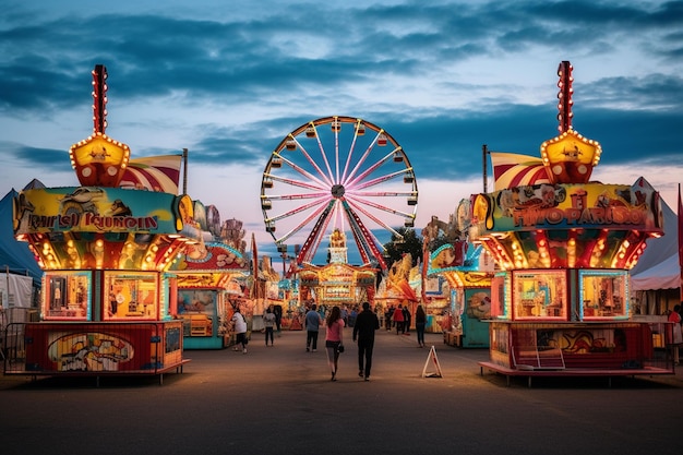 een carnaval met ritten en tenten