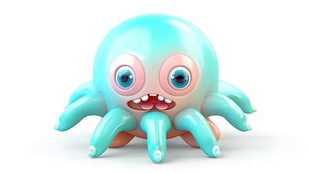 een cartoon afbeelding van een blauwe krab met grote blauwe ogen.