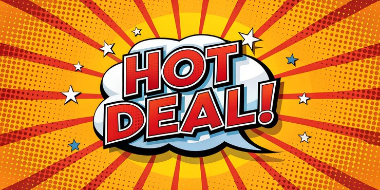 Foto een cartoon afbeelding van een hot deal poster
