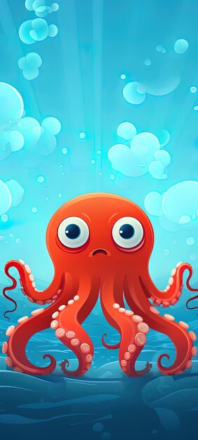 Foto een cartoon afbeelding van een octopus met een blauwe achtergrond met de woorden octopus