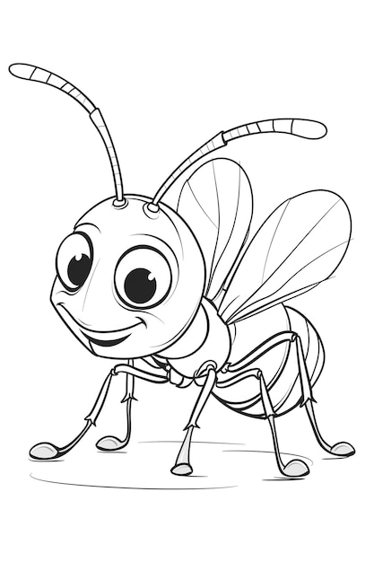 een cartoon insect met grote ogen en een lange antenne generatieve ai