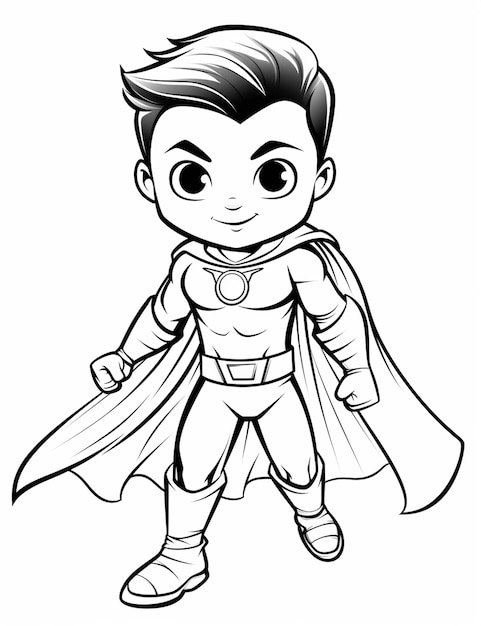 een cartoon jongen in een cape en caped outfit met een cape op generatieve ai