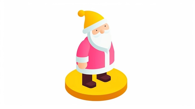 een cartoon kerstman staande op een ronde gele basis generatieve ai