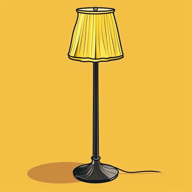 een cartoon lamp met een gele schaduw op een gele achtergrond generatieve ai