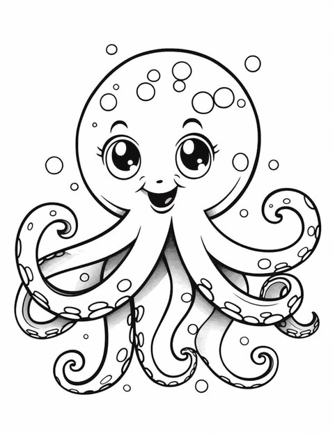 Foto een cartoon octopus met een grote glimlach op zijn gezicht ai generative