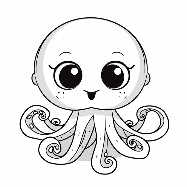 Foto een cartoon octopus met grote ogen en een glimlach op zijn gezicht generatieve ai