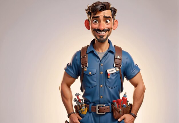 een cartoon personage in een blauw uniform