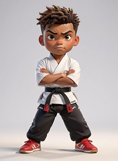 een cartoon personage in karate uitrusting