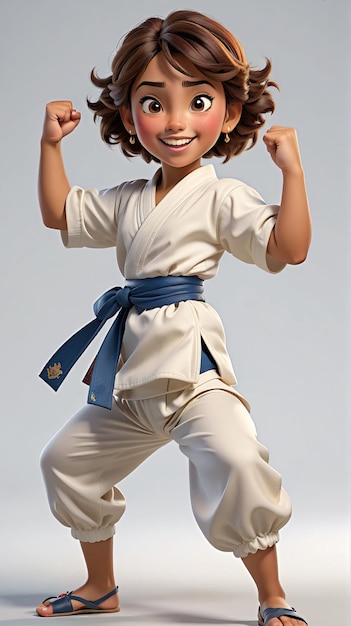 een cartoon personage in karate uitrusting