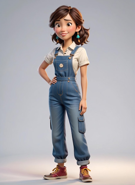 een cartoon personage in overalls en overalls