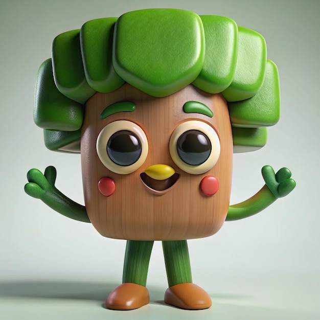 Foto een cartoon personage met een groen hoofd en een groen hoofd van een groene kapsel