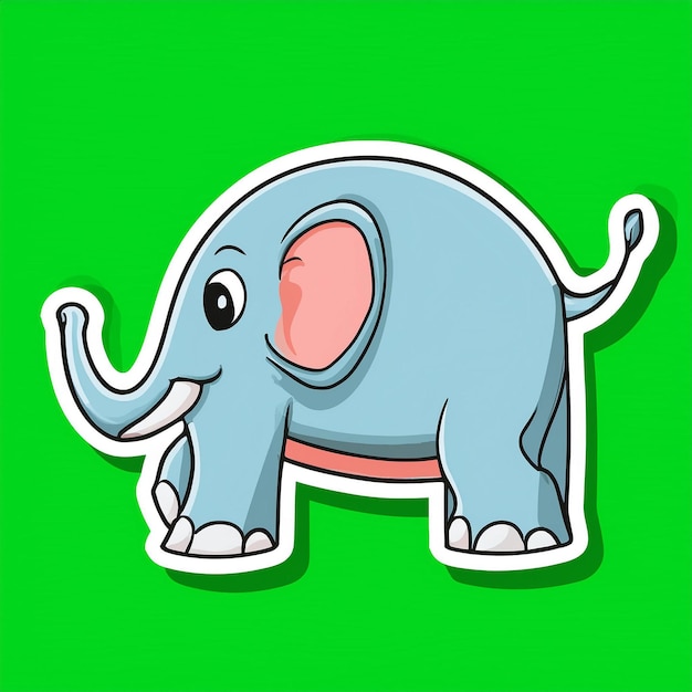 een cartoon tekening van een olifant met een roze oog en een roze streep erop