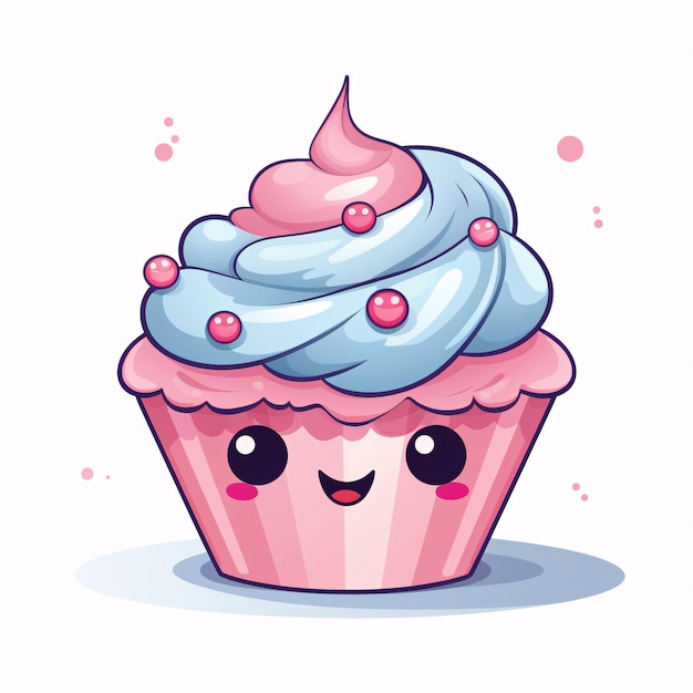 een cartoon van een cupcake