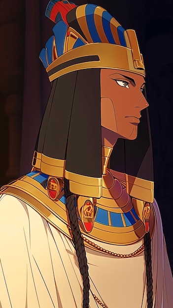 Foto een cartoon van een egyptische man met een lange vlecht