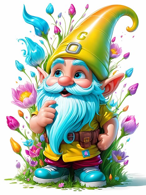 een cartoon van een gnome fantasy gnome schattig 3d cartoon gnome geïsoleerd witte achtergrond lente gnome