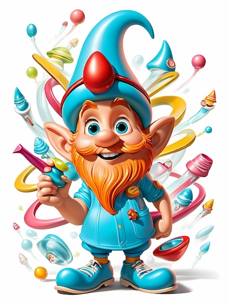 een cartoon van een gnome fantasy gnome schattig 3d cartoon gnome geïsoleerd witte achtergrond lente gnome