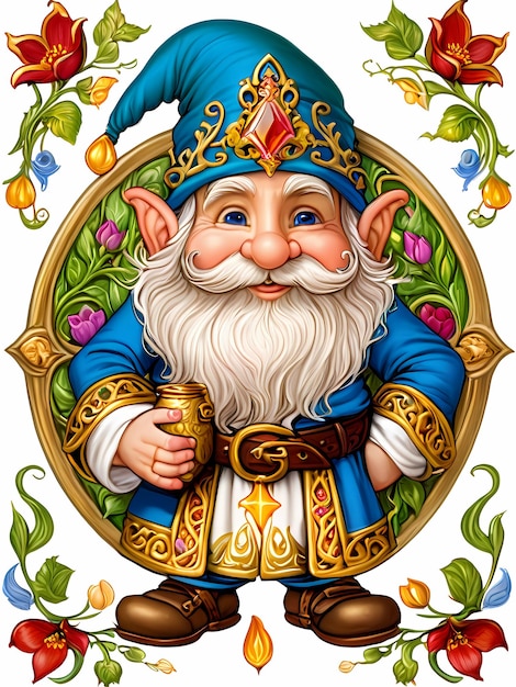 een cartoon van een gnome fantasy gnome schattig 3d cartoon gnome geïsoleerd witte achtergrond lente gnome