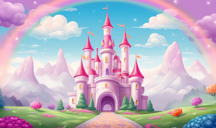 Foto een cartoon van een kasteel