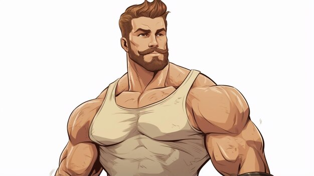 Foto een cartoon van een man met een baard en een tank top generatieve ai