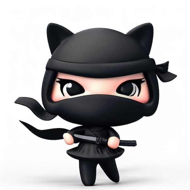 Een cartoon van een ninjakat met een zwart masker.