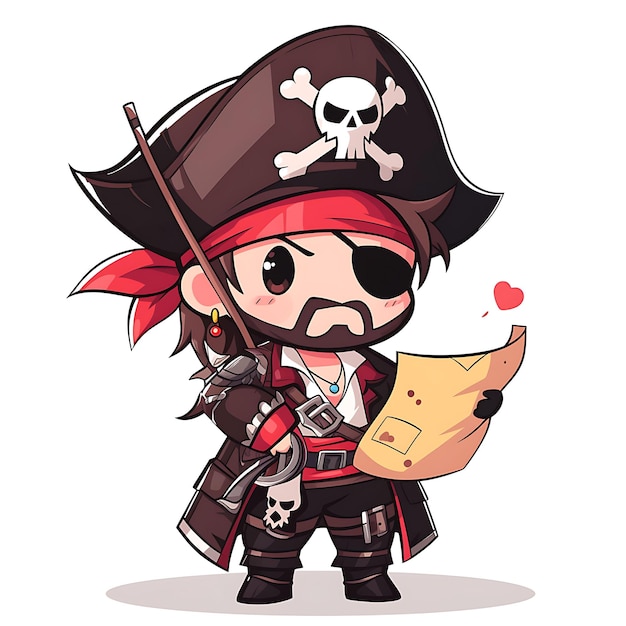 een cartoon van een piraat met een brief en een brief die zegt quote pirate quote
