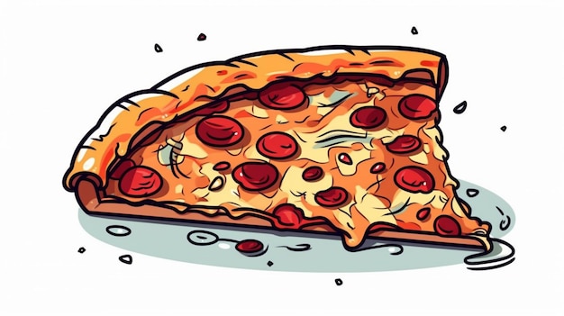 Een cartoon van een pizza met pepperoni erop.