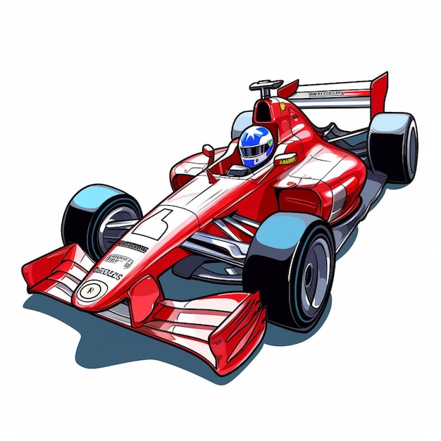 een cartoon van een raceauto met een helm op generatieve ai