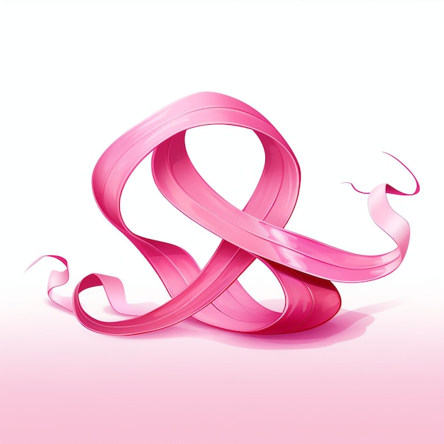 Foto een cartoon van een roze lint voor kanker