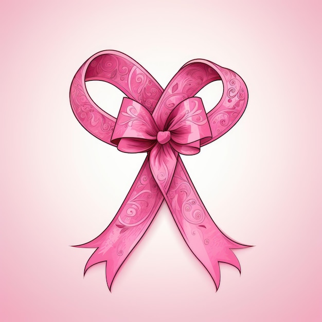 Een cartoon van een roze lint voor kanker