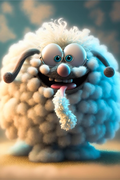 Een cartoon van een schaap met een wolk erop
