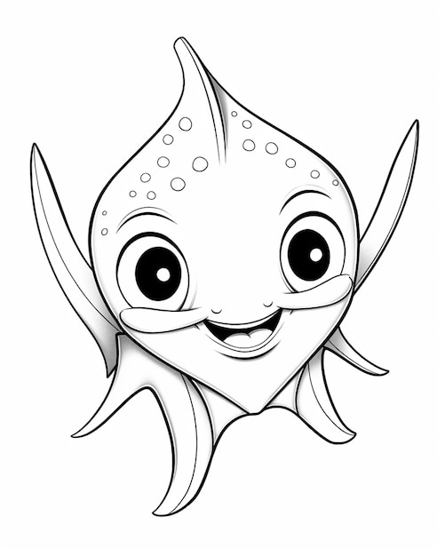 een cartoon vis met grote ogen en een glimlach op zijn gezicht generatieve ai