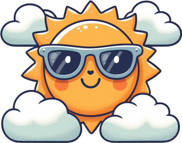 een cartoon zon met een zonnebril en een zonnbril op