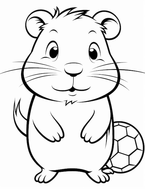 een cartoonhamster met een voetbal in zijn poten generatieve ai