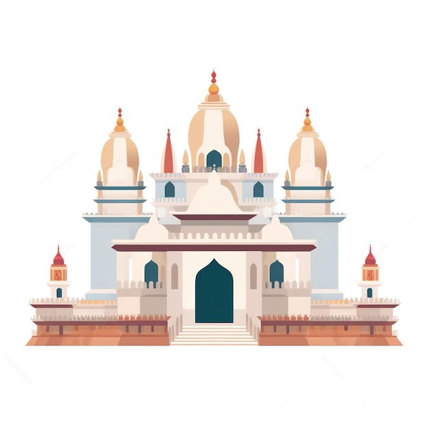 Een cartoonillustratie van een tempel