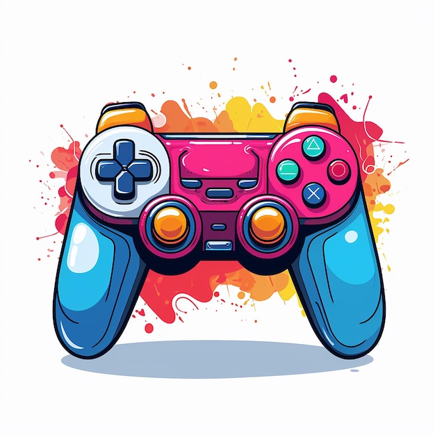 Foto een cartoonish kleurrijke joystick game controller vector kunst