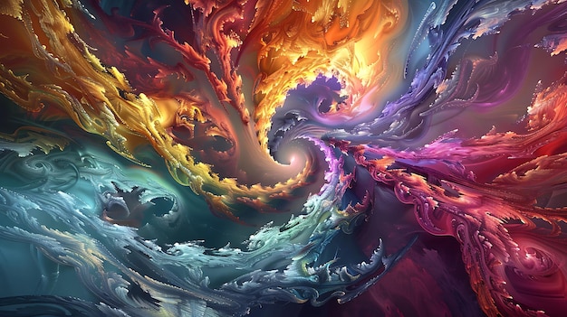 Een cascade van levendige kleuren die in perfecte harmonie draaien en dansen en een harmonieus en visueel prachtig meesterwerk creëren.