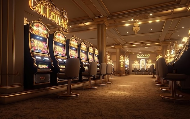 Een casino met speelautomaten
