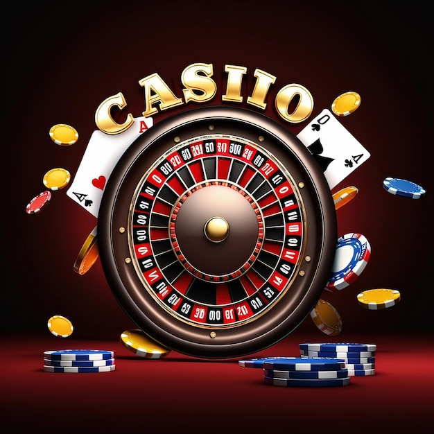 een casinospel met fiches en een kaart waarop casino staat.