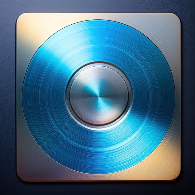 een cd die door een cd-speler is gemaakt en er een blauwe cirkel op staat