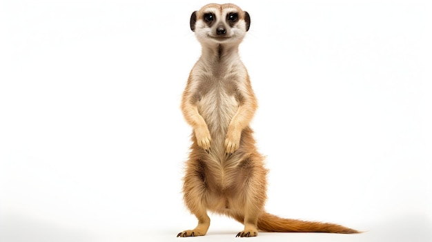 Een charismatische meerkat die hoog op zijn achterste staat