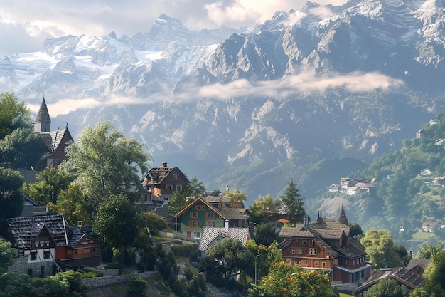 Een charmant dorp in de bergen.