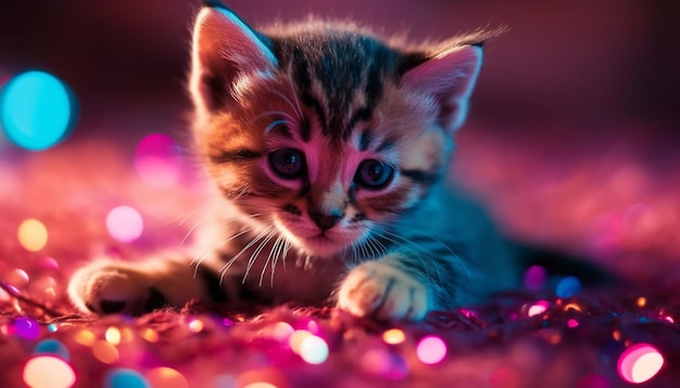 Een charmant speels katje met zachte vacht en heldere ogen gegenereerd door AI