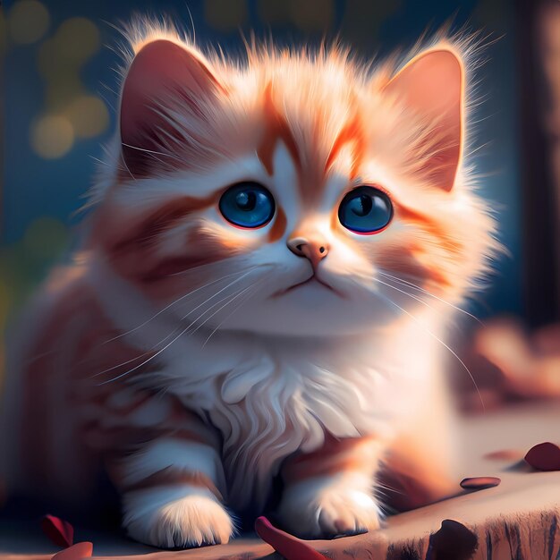 Een charmante 3D-weergave van een kleine kat