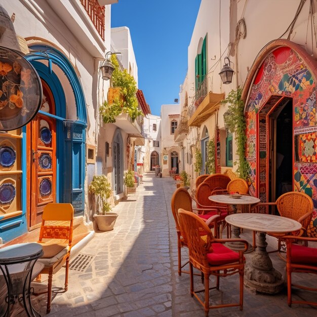 Een charmante straat in Tunis