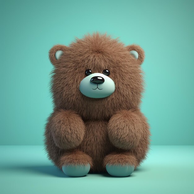 Een charmante teddybeer tegen een levendige blauwe achtergrond